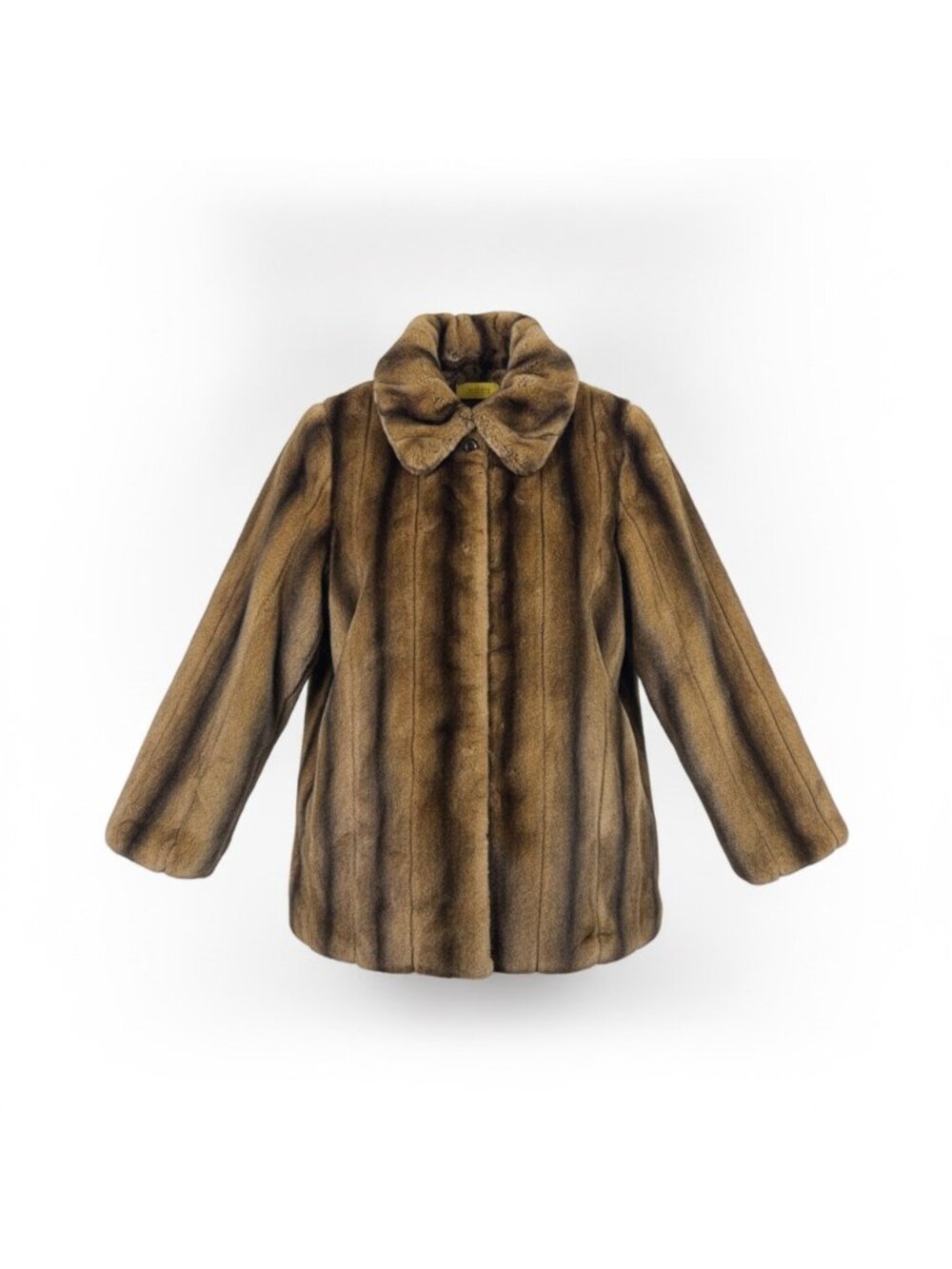 St. John Womens Brown Faux Fur Coat Animal Print Vintage Style